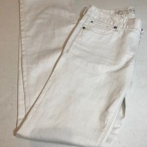 Express Stella Flare Low Rise Stretch White Jeans